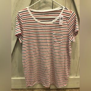 Motherhood maternity top. Navy and red stripes. Medium NWT